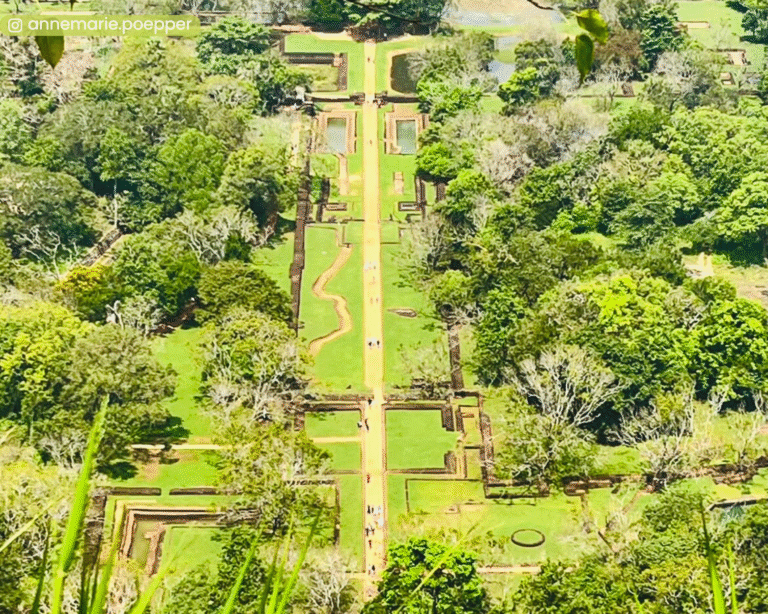 Glimpse of Sigiriya’s ancient water gardens from the top