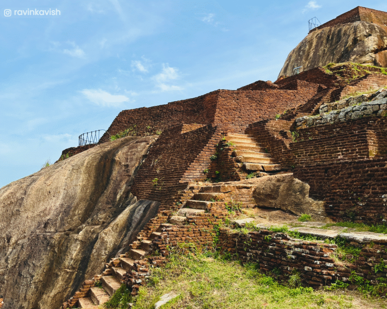 Remaining structures of the ancient palace atop Sigiriya