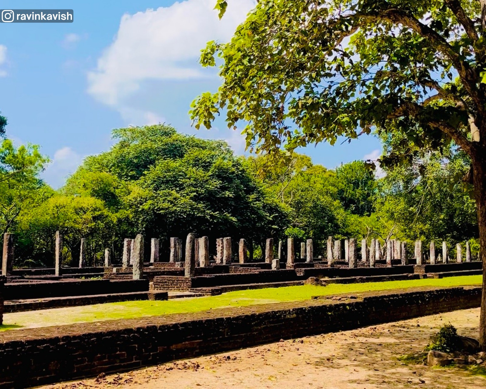 Ancient Alahana Monastery monk residence ruins at Alahana Monastery in Polonnaruwa