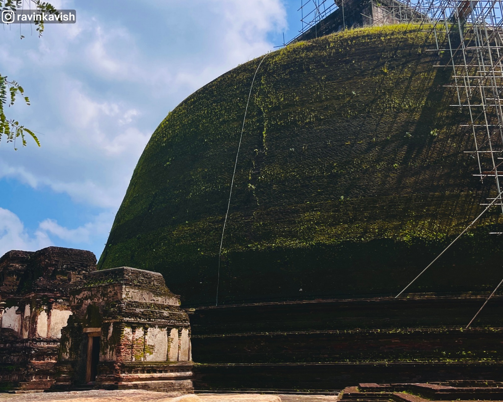 Ancient Rankoth Vehera stupa with Waahalkadas (frontispieces) at Alahana Monastery in Polonnaruwa