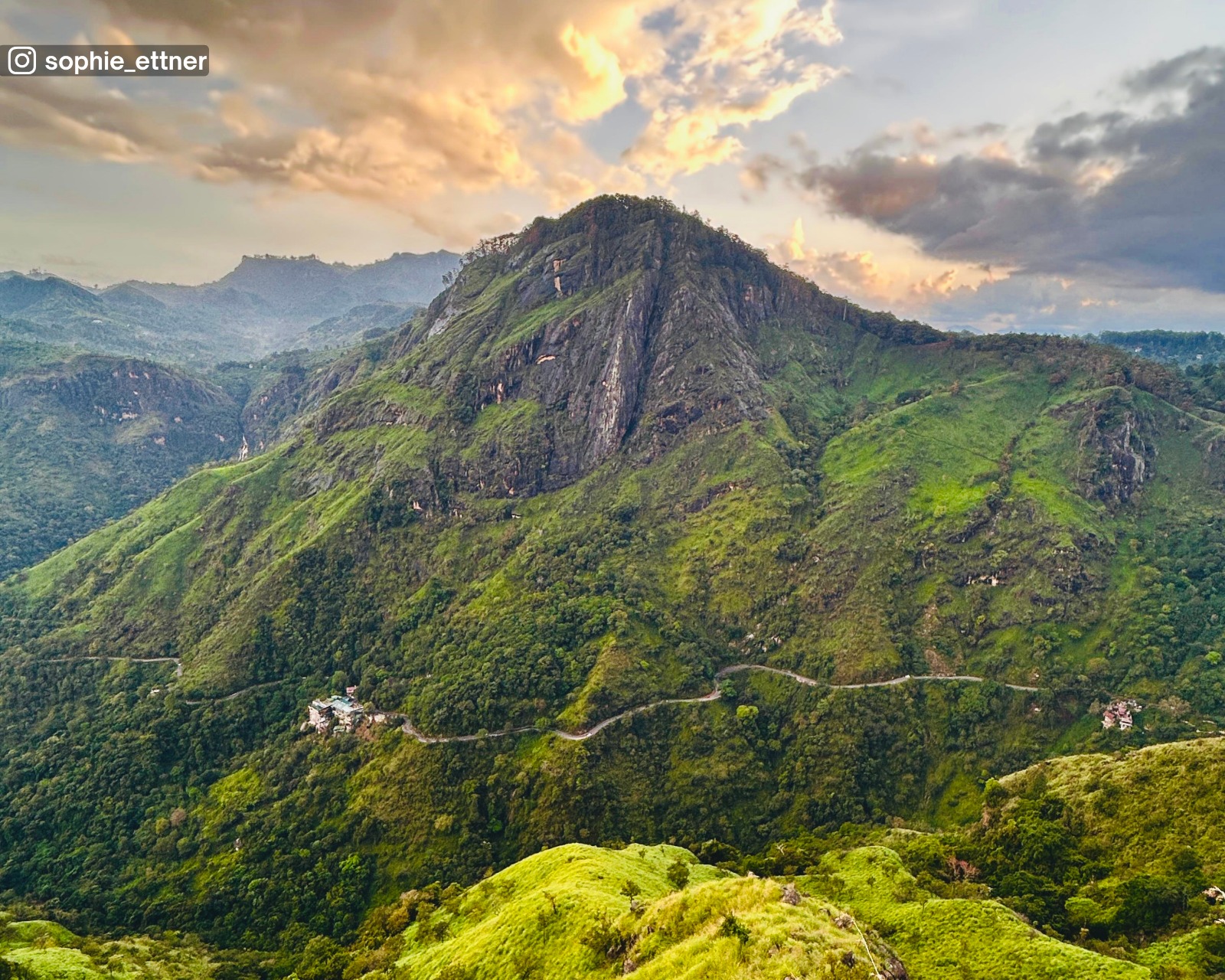Ella Rock and surrounding mountains view from the top of Little Adam's Peak during sunset