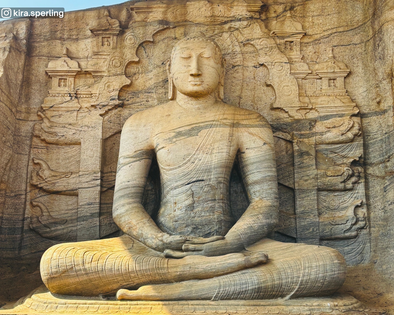 Iconic seated Buddha statue at Gal Vihara, Polonnaruwa