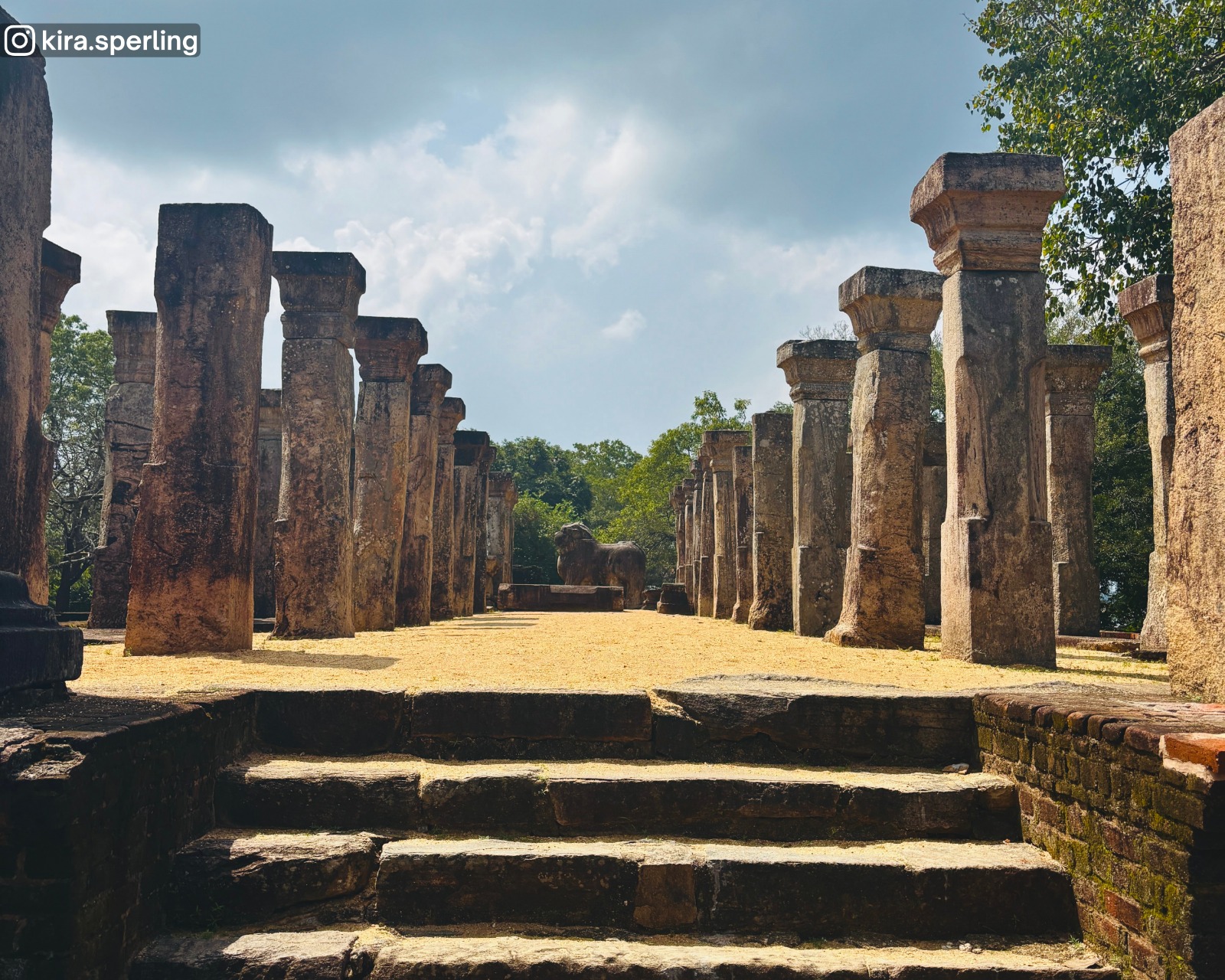 Interior view of the open Council Chamber of Nishshankamalla in Polonnaruwa