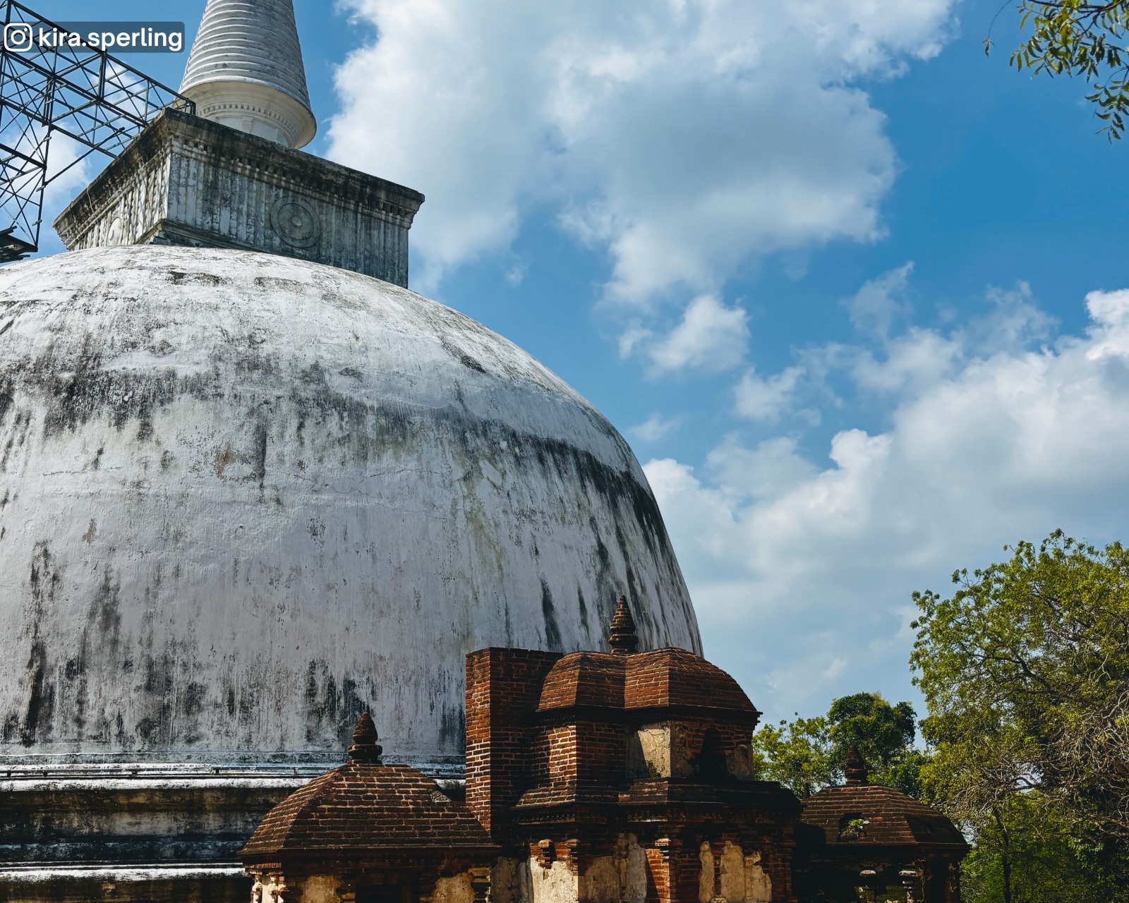 Ancient Kiri Vehera stupa and the surrounding Waahalkadas (frontispieces) at Alahana Monastery in Polonnaruwa