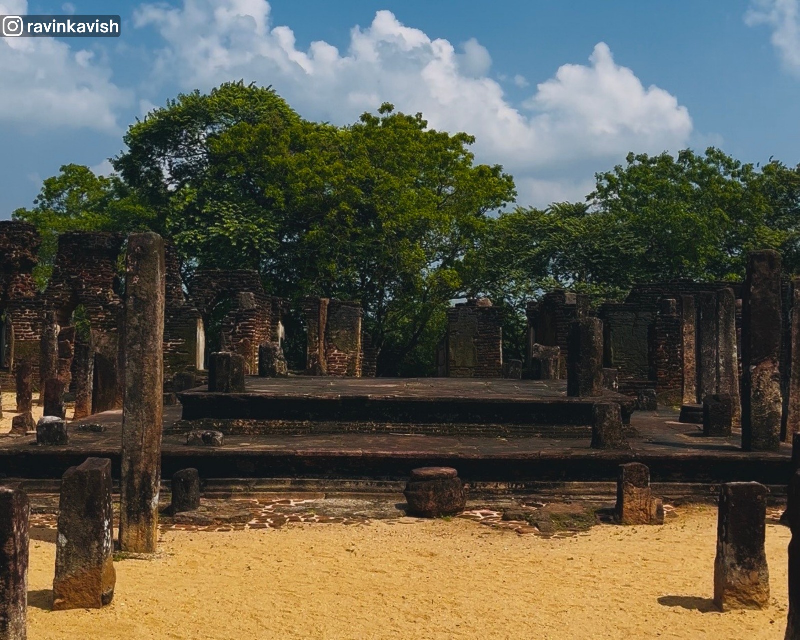 Ruins of Baddha Sima Prasadaya (sacred boundary hall) in Alahana Pirivena, Polonnaruwa