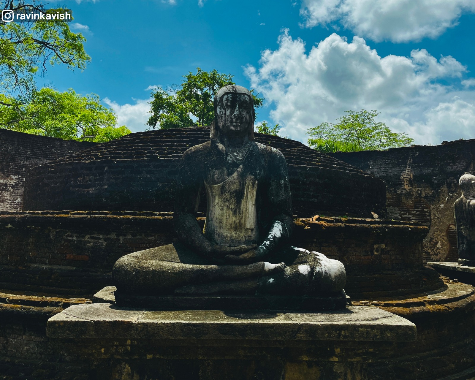 Seated Buddha statue inside the Vatadage at Polonnaruwa Sacred Quadrangle