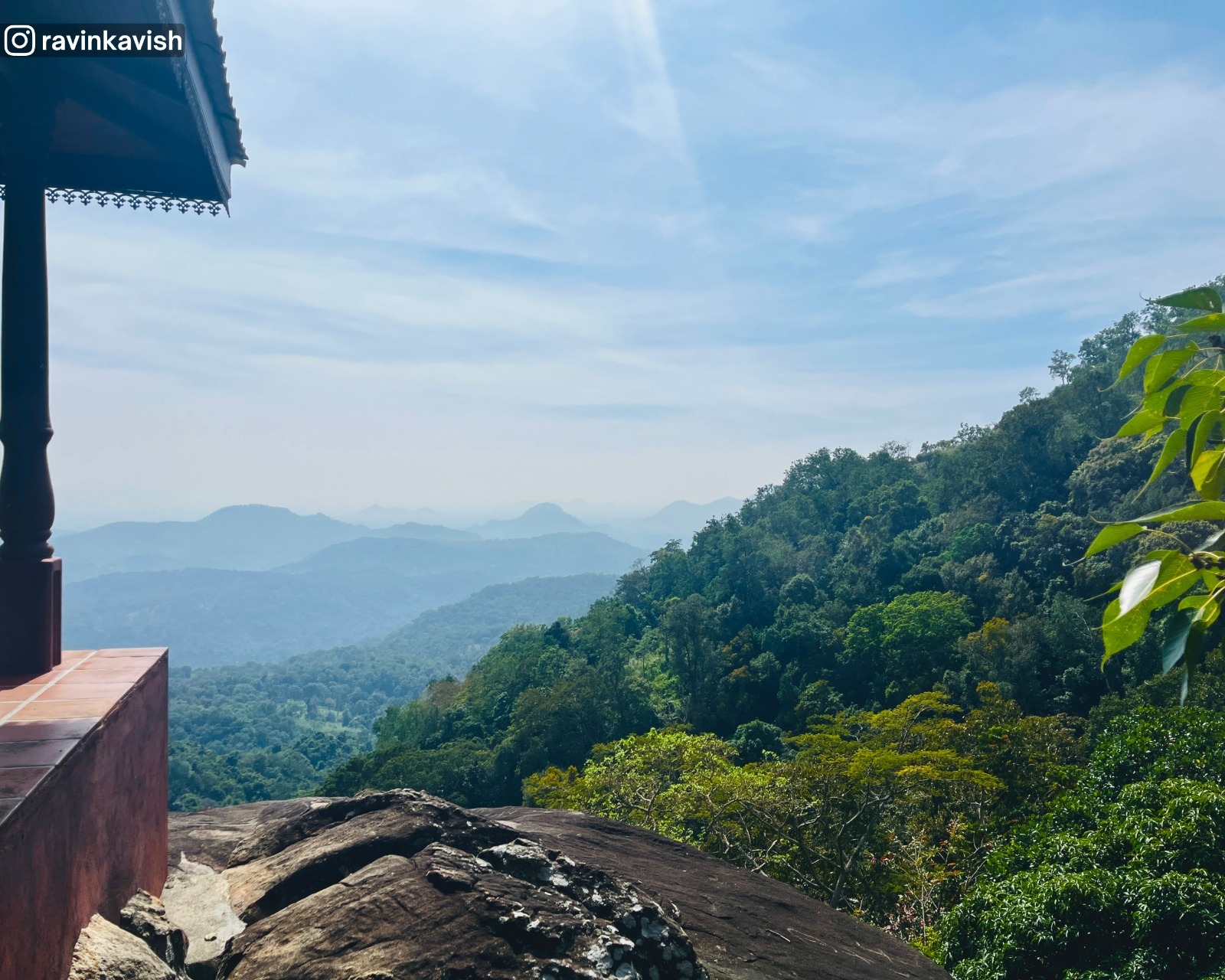 View from the Rakkiththa Kanda Rajamaha Viharaya viewpoint near the Bo tree with surrounding hills