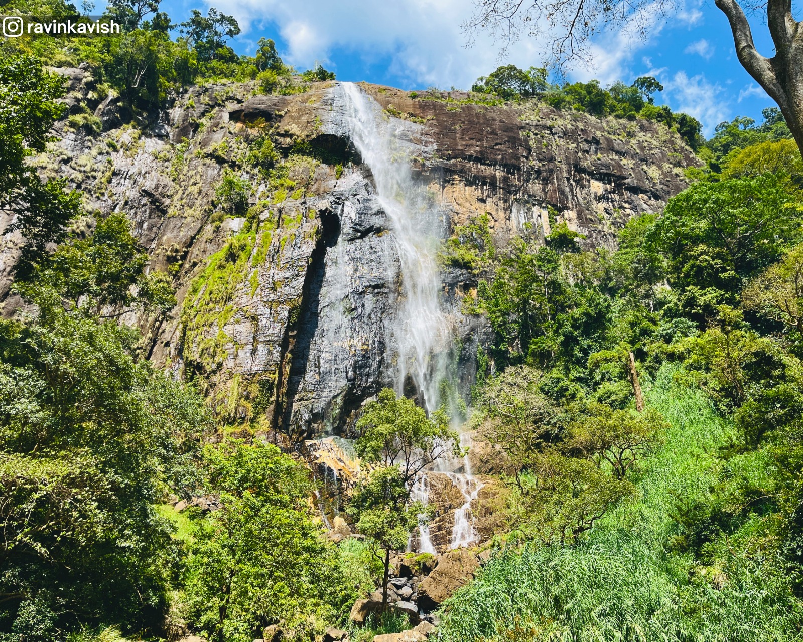View of Diyaluma’s final waterfall in Ella with surrounding nature showcasing Sri Lankas scenic landscapes