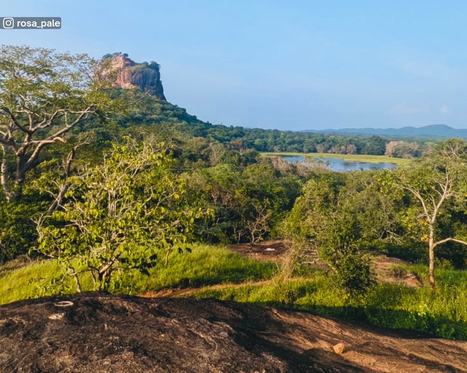 View of Sigiriya Rock from the ledge below Little Pidurangala Rock summit