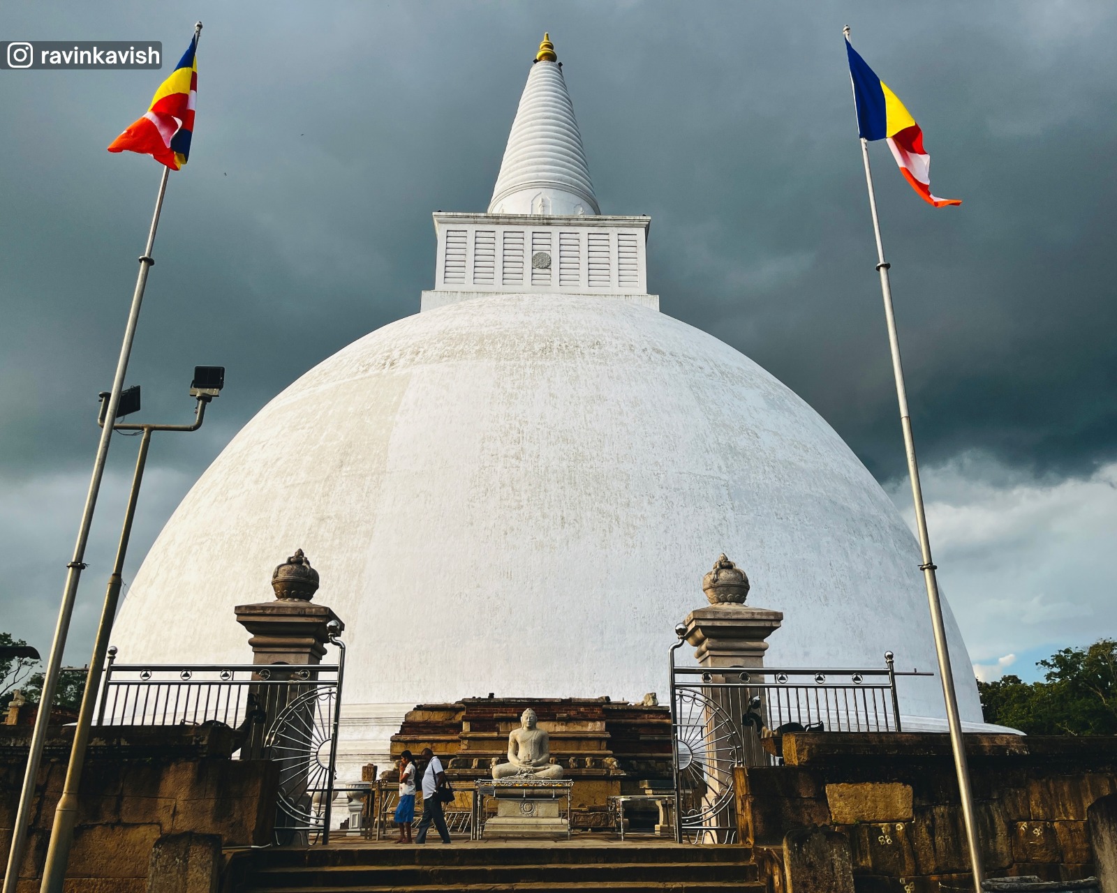Mirisavetiya Stupa in Anuradhapura with its circular terrace and white dome
