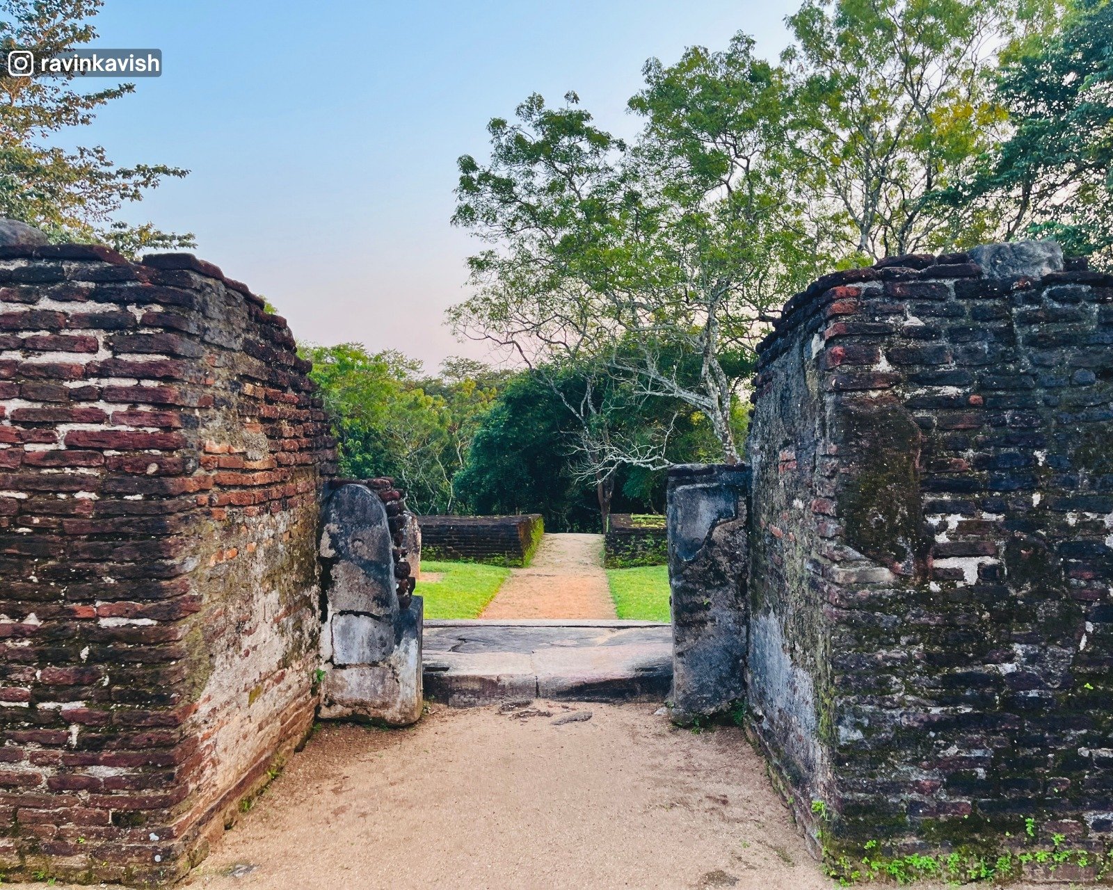 Brick walls of Baddha Sima Prasadaya (sacred boundary hall) in Alahana Pirivena, Polonnaruwa
