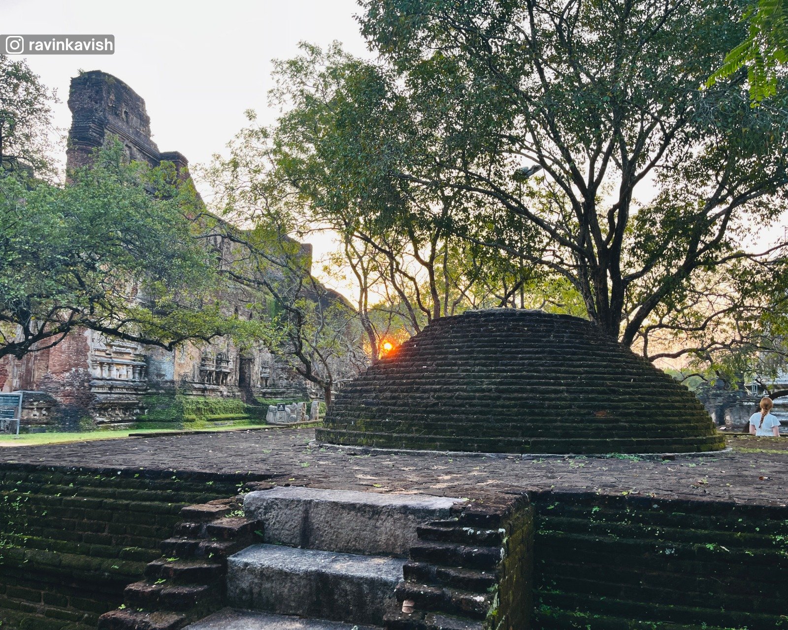 Accessory pagoda and view of Lankathilaka Temple at Alahana Monastery, Polonnaruwa