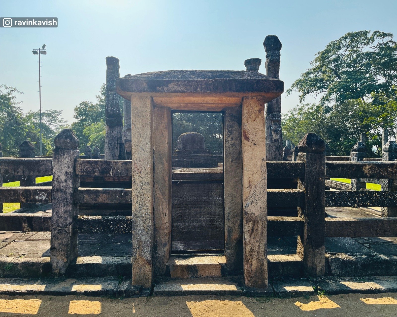 Ancient Nissanka Latha Mandapaya (Pillared Pavilion) with finely carved pillars in Polonnaruwa Sacred Quadrangle