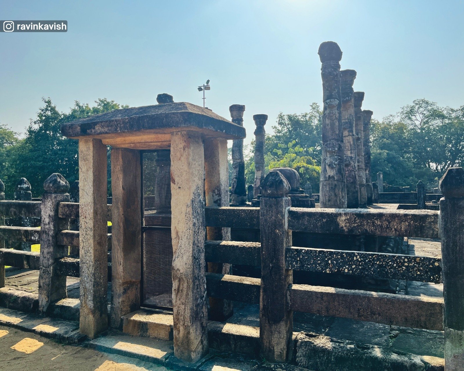Ancient Nissanka Latha Mandapaya (Pillared Pavilion) with finely carved pillars in Polonnaruwa Sacred Quadrangle