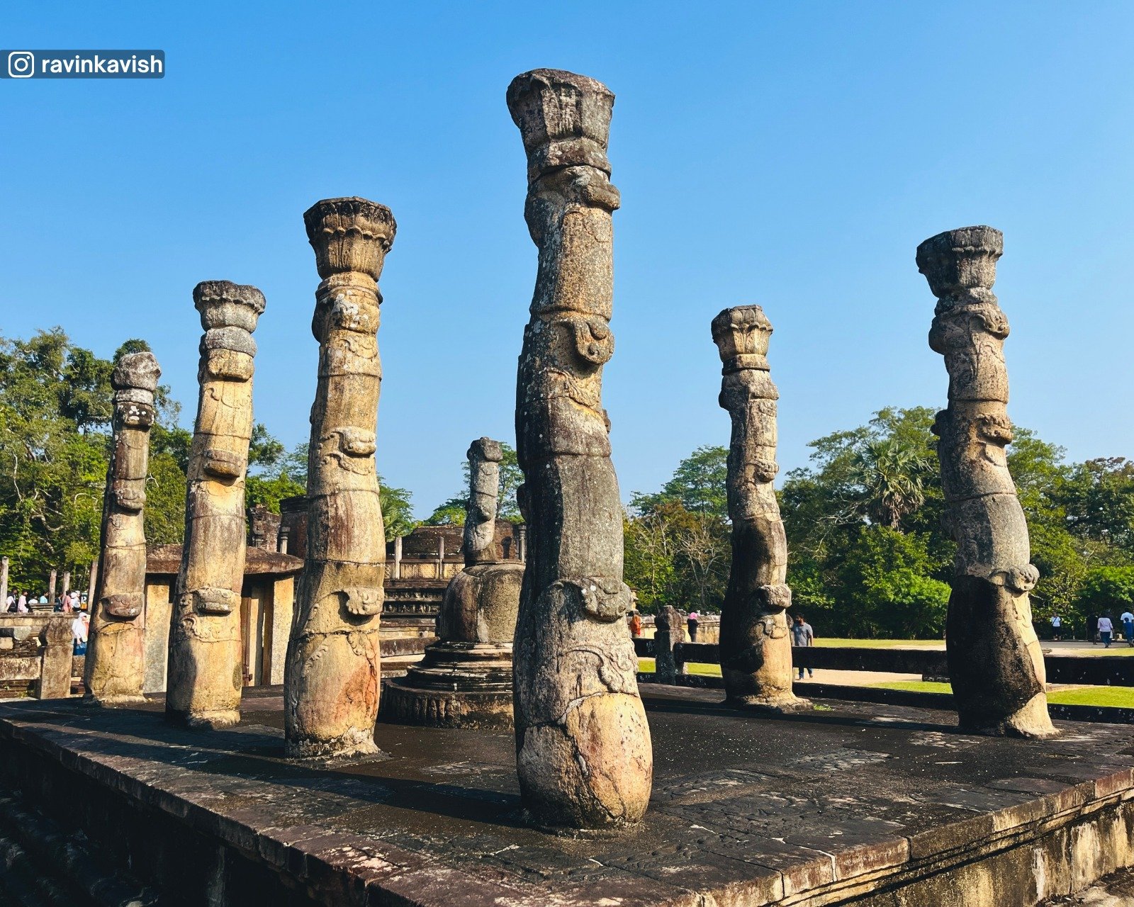 Ancient Nissanka Latha Mandapaya (Pillared Pavilion) with finely carved pillars in Polonnaruwa Sacred Quadrangle