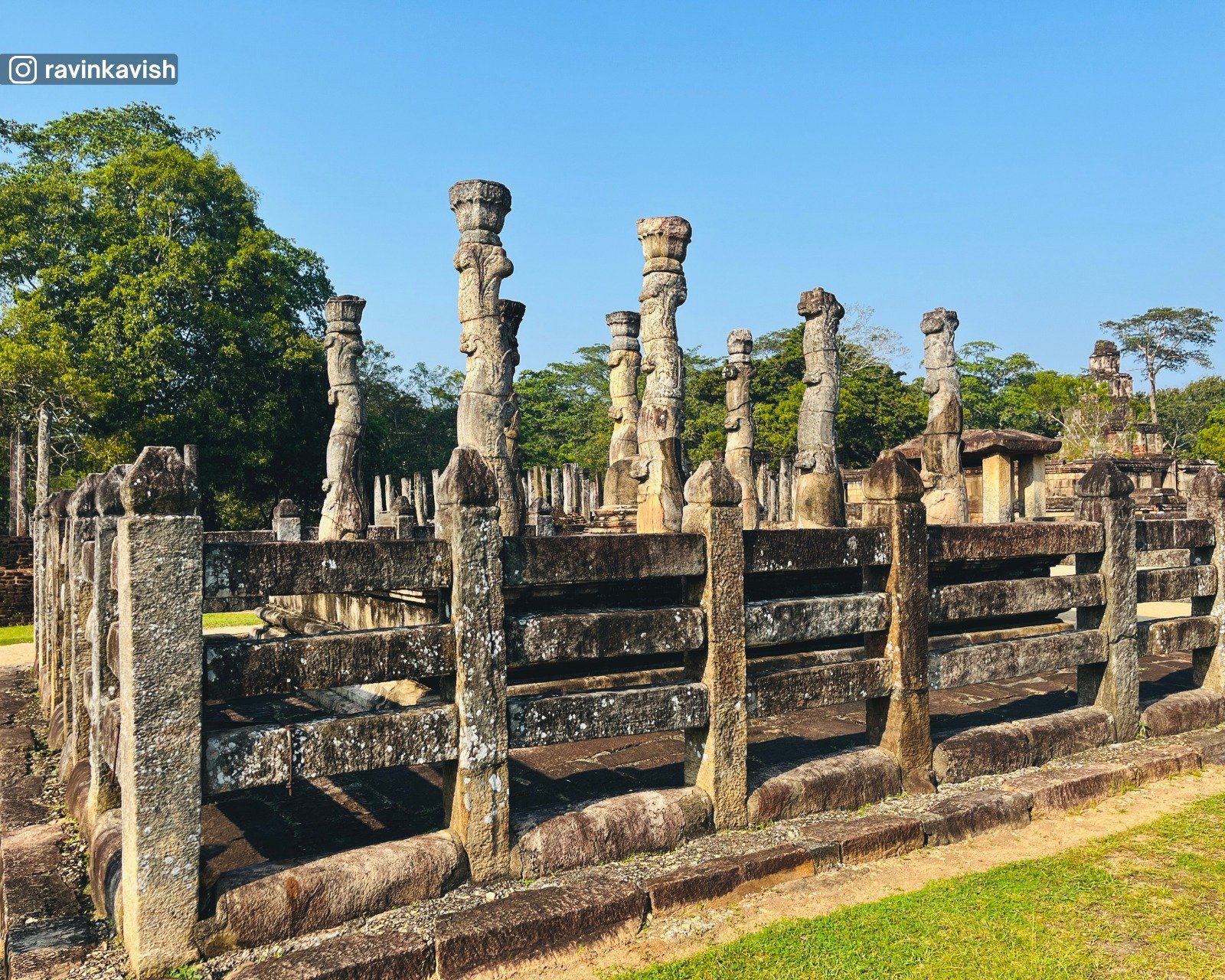 Ancient Nissanka Latha Mandapaya (Pillared Pavilion) with finely carved pillars in Polonnaruwa Sacred Quadrangle