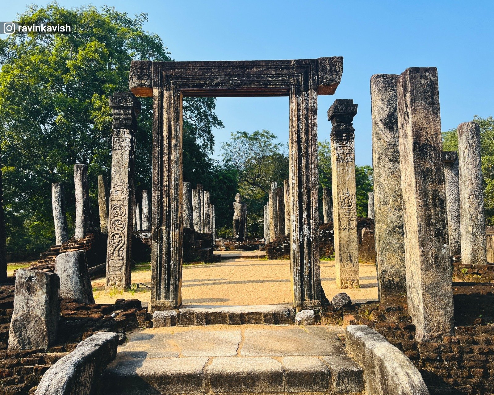 Stone arch with Buddha statue of Atadageya in Polonnaruwa Sacred Quadrangle