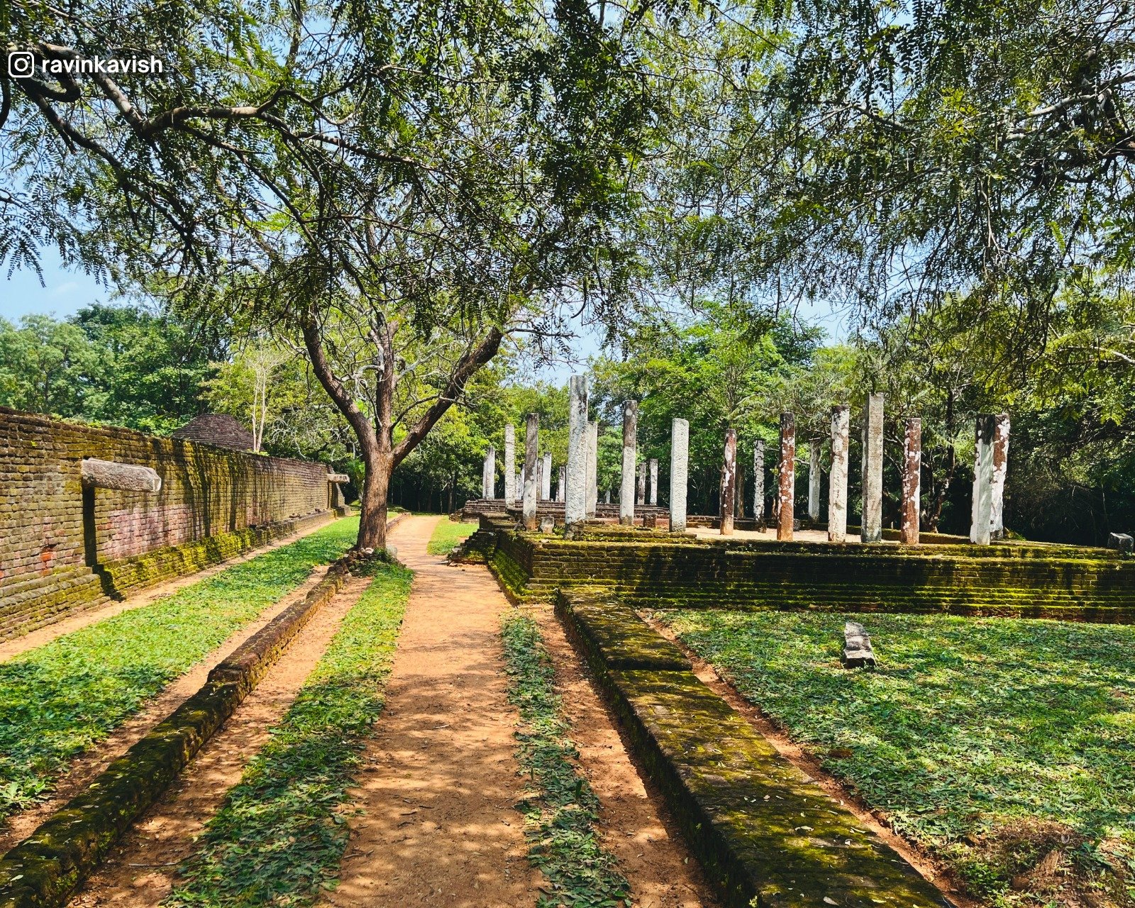 Surrounding brick wall and study halls of Potgul Temple in Polonnaruwa