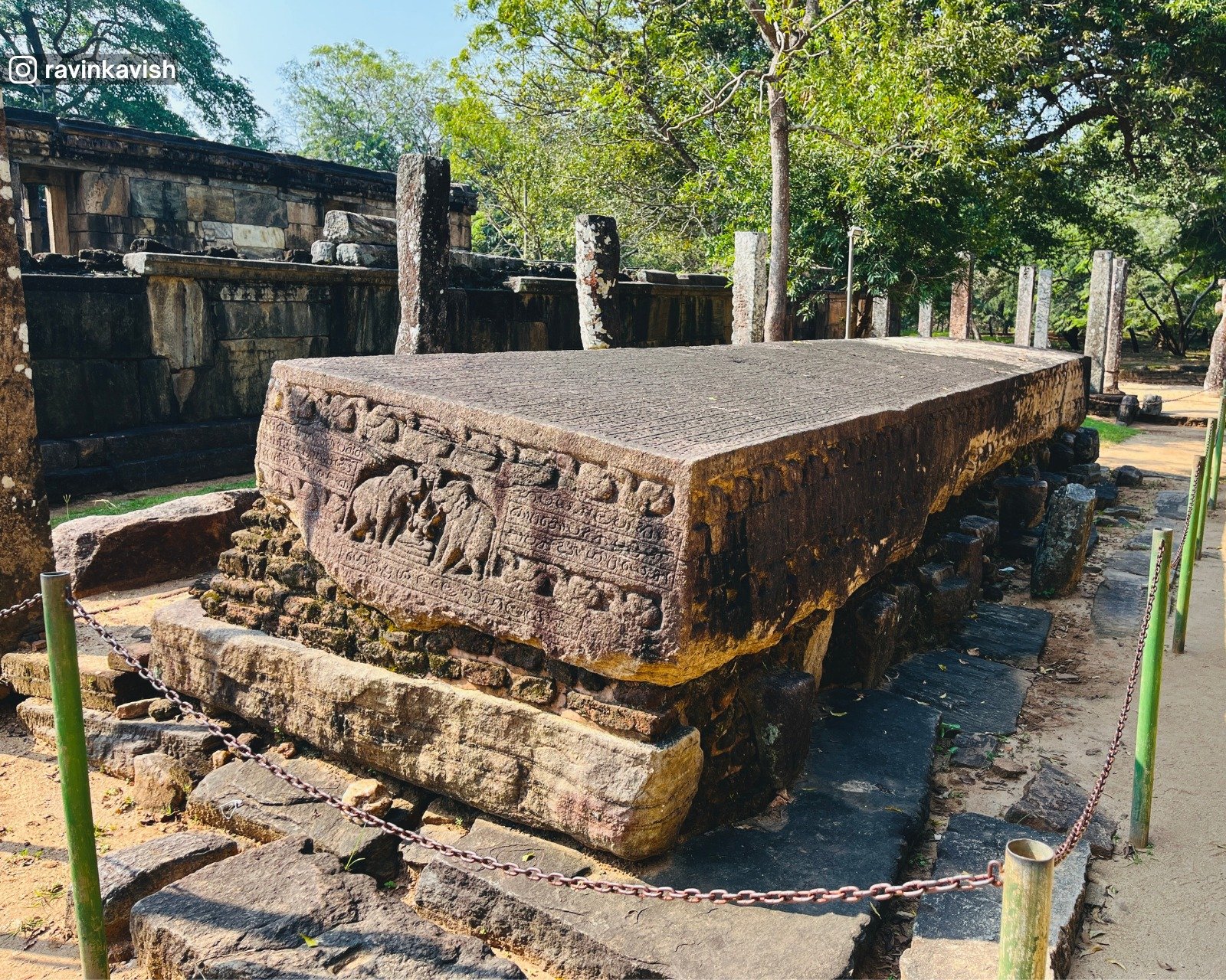 Ancient stone book in Polonnaruwa Sacred Quadrangle