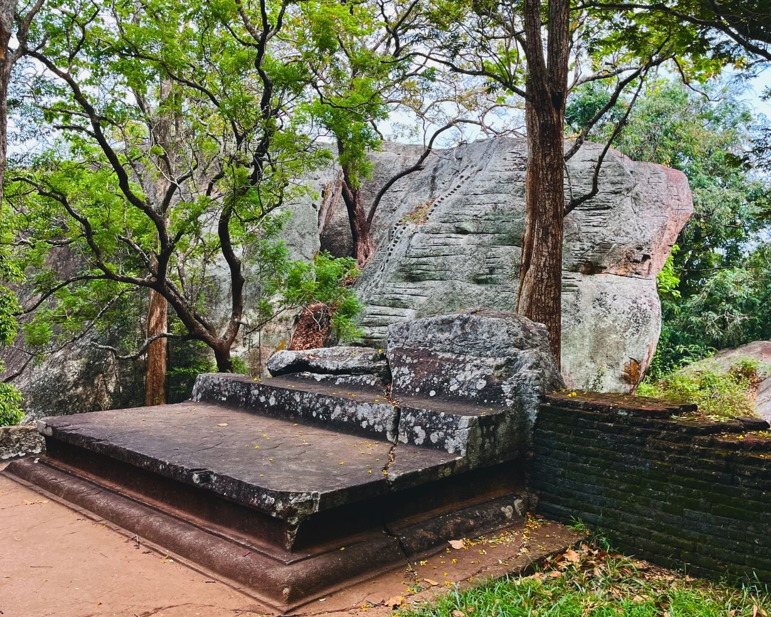 Sigiriya Rock Audience Hall stone throne ruins Sri Lanka