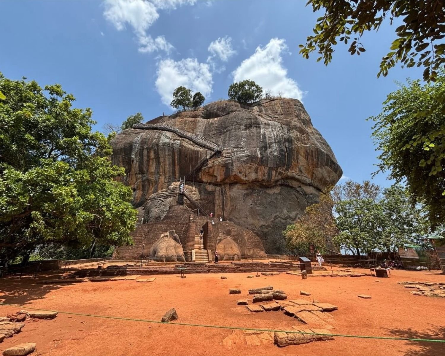 Sigiriya Lion Rock fortress entrance with stone lion paws Sri Lanka