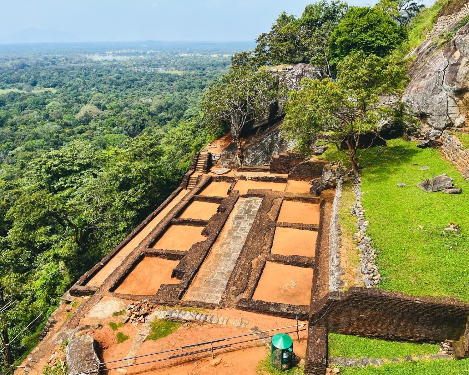Sigiriya Rock mid-level brick ruins halfway up Sri Lanka