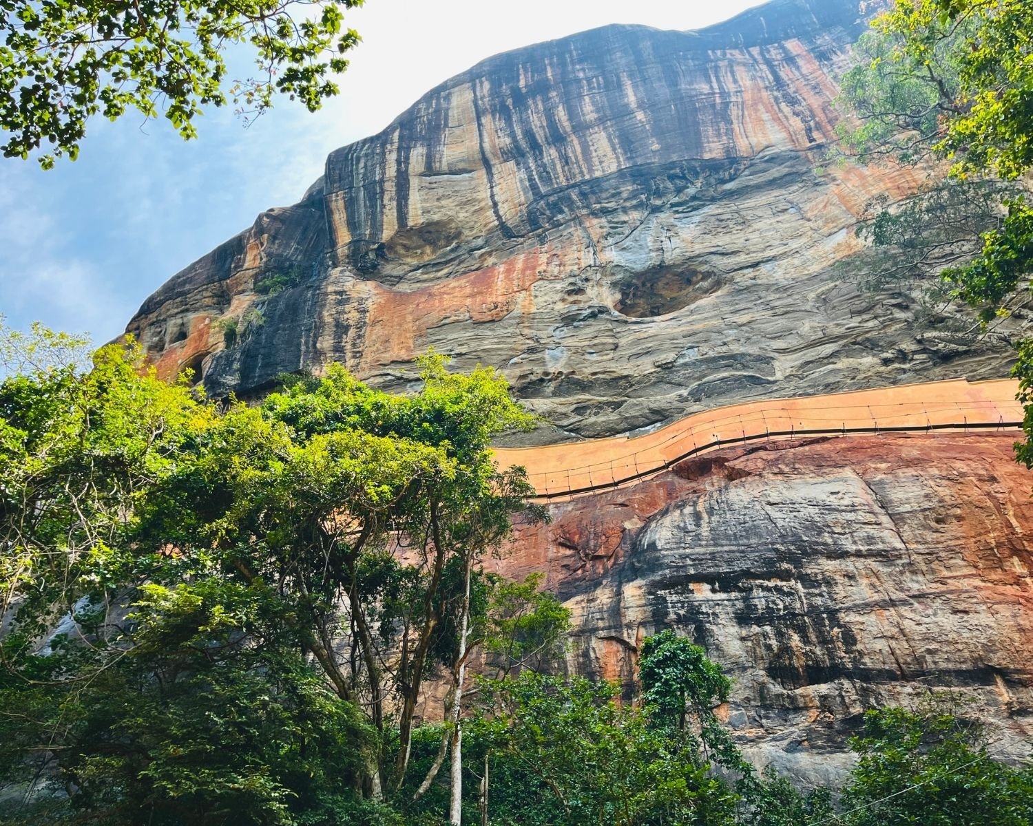 Sigiriya Rock mirror wall on cliff face Sri Lanka