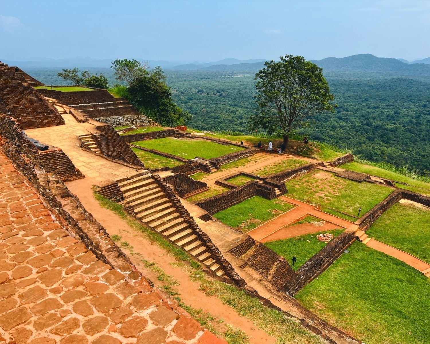 Sigiriya Rock summit gardens with panoramic jungle view Sri Lanka
