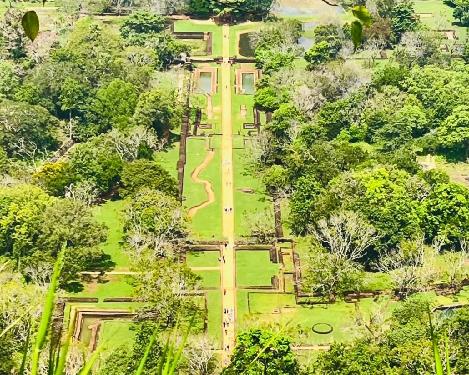 Sigiriya Rock Water Gardens aerial view from summit Sri Lanka