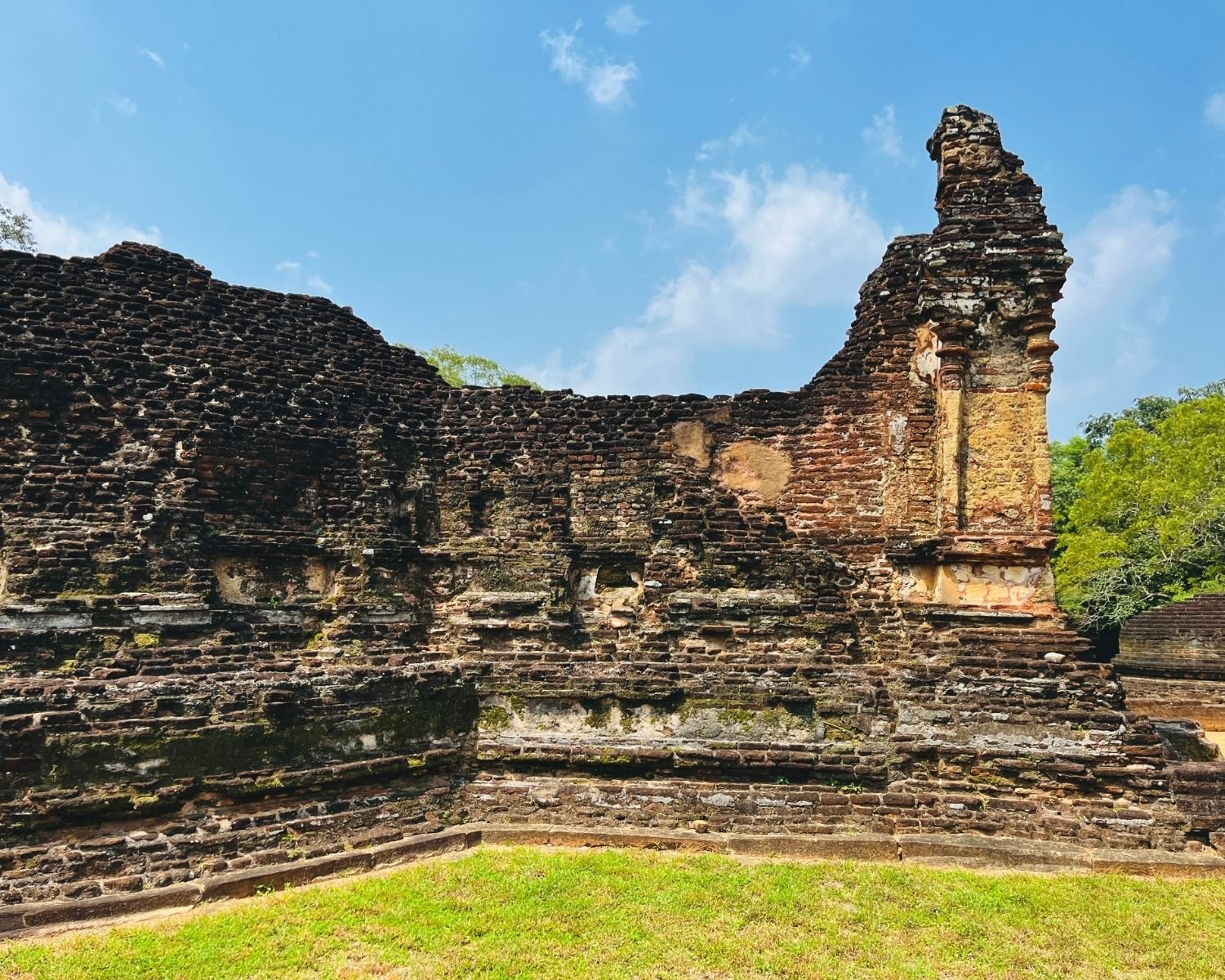 Side view of central circular shrine remains at Potgul Vihara