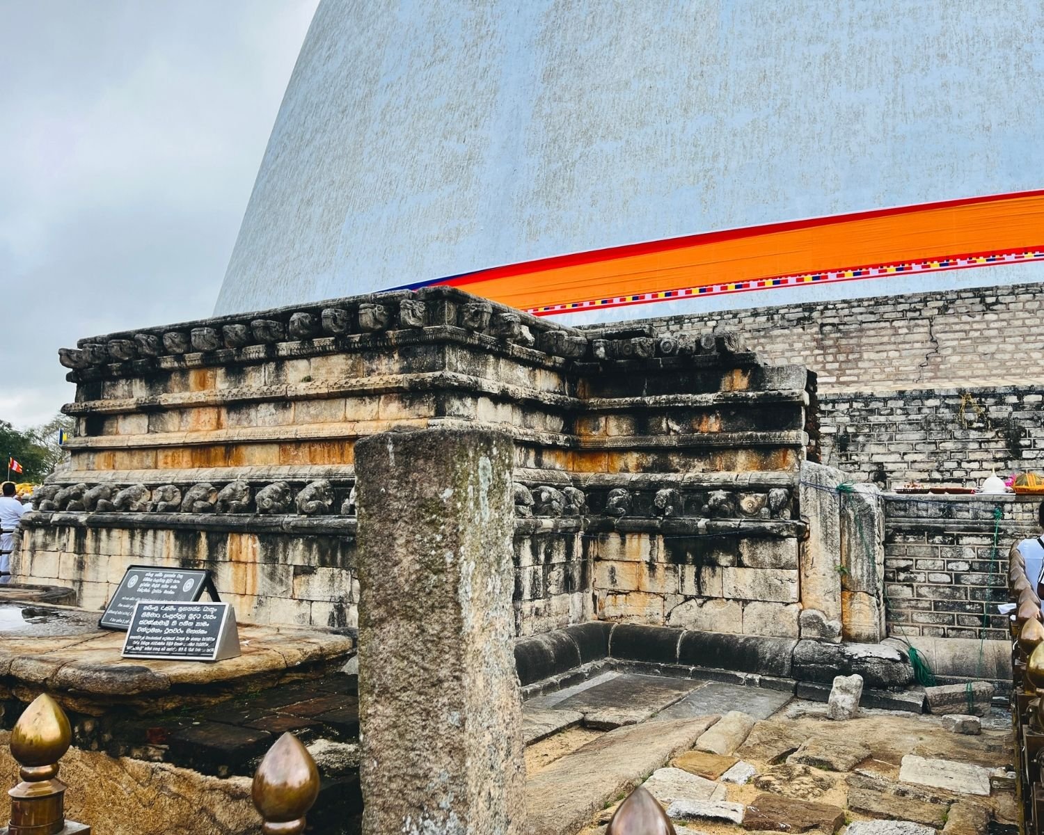 West Vahalkada ancient stone elephant frieze on original Ruwanwelisaya stupa base