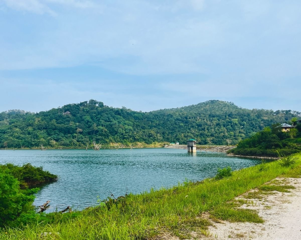 Wide view of Alikota Ara Reservoir and surrounding hills