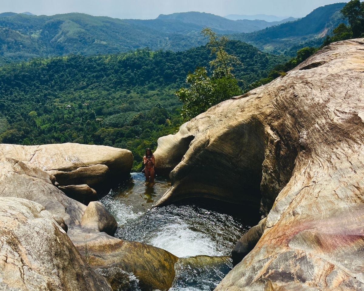 Natural plunge pools overlooking the valley below