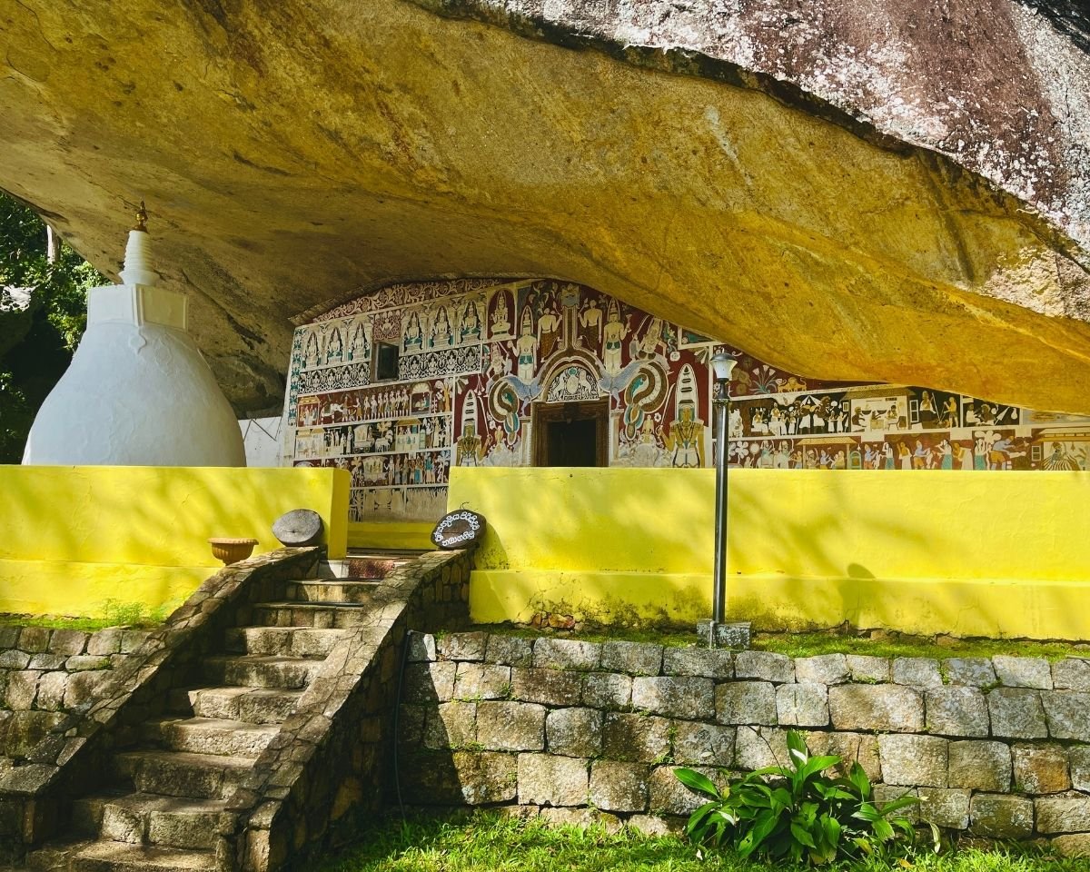 Historic Kandyan murals inside the cave temple