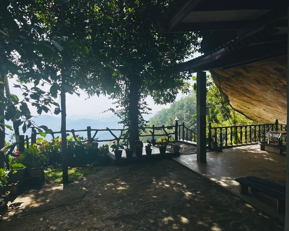 Veranda overlooking the mountain landscape