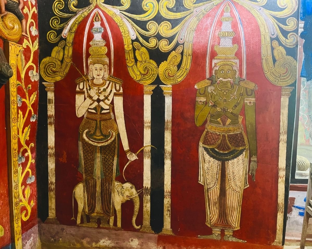 Murals depicting Indra and Vibhishana