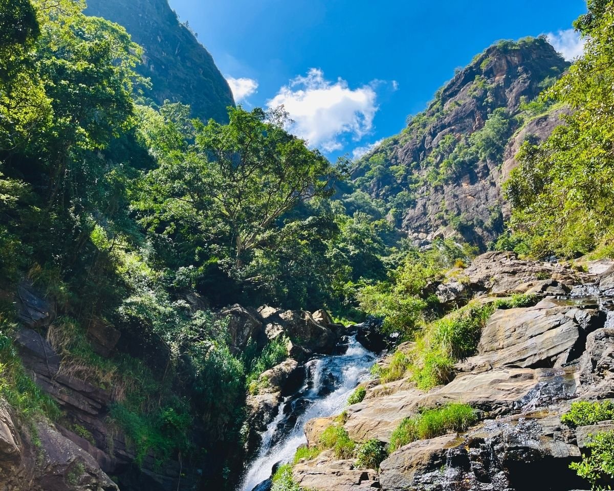 Stream flowing through the valley below Ravana Falls