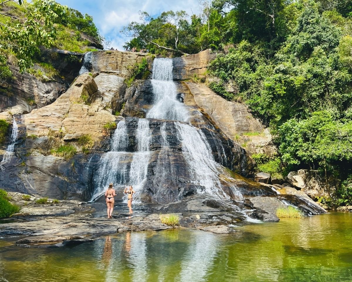 Upper Diyaluma waterfalls flowing into a natural pool